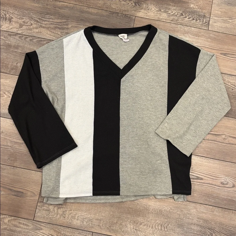 BiBi Ribbed Color Block Long Sleeve - Picture 3 of 4